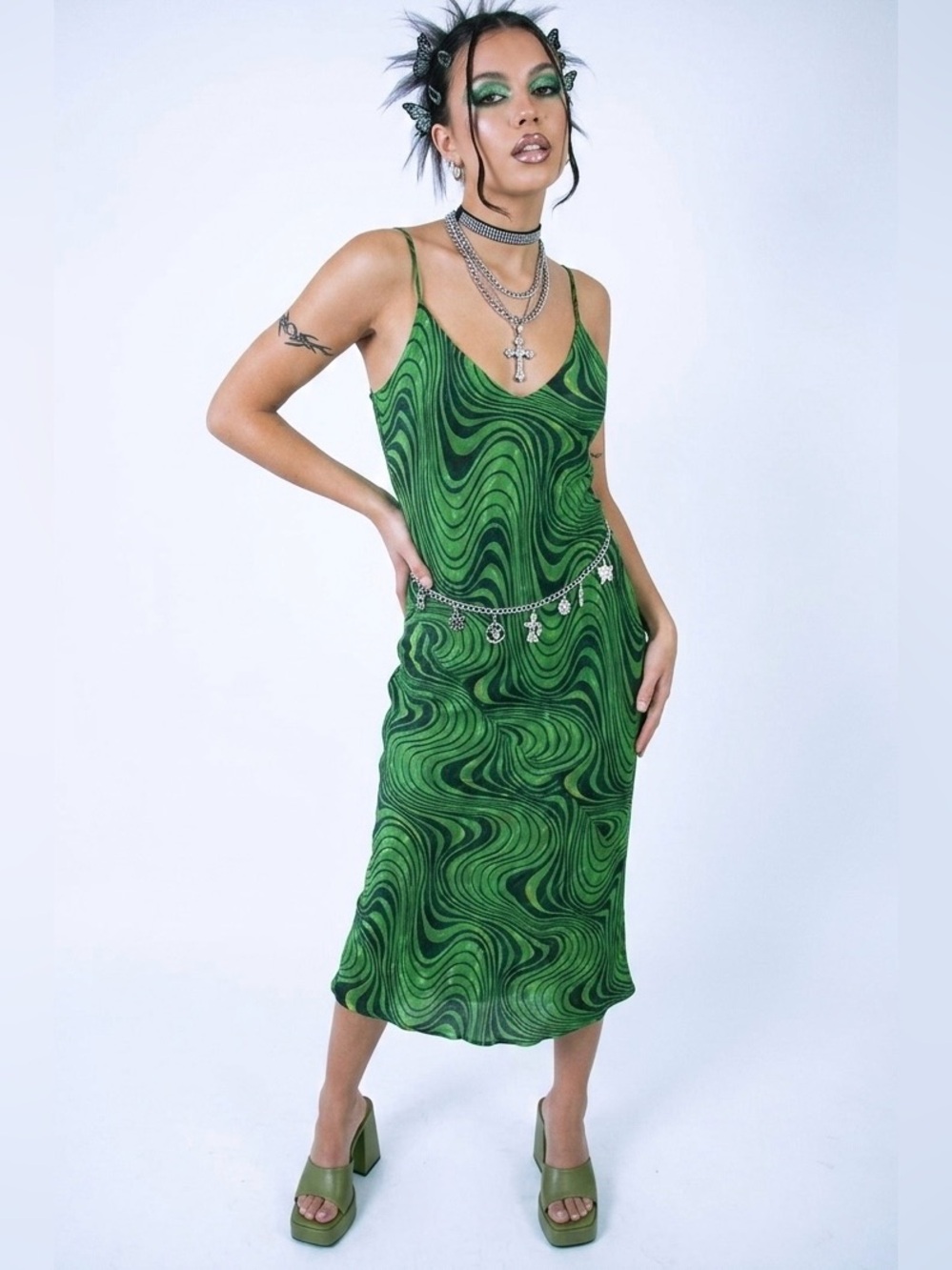 Zara Swirl Slip Dress - small